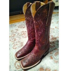 Cavender's 7D Stunning Leather Western Cowboy Boots Brown w Dark Brown Stitching